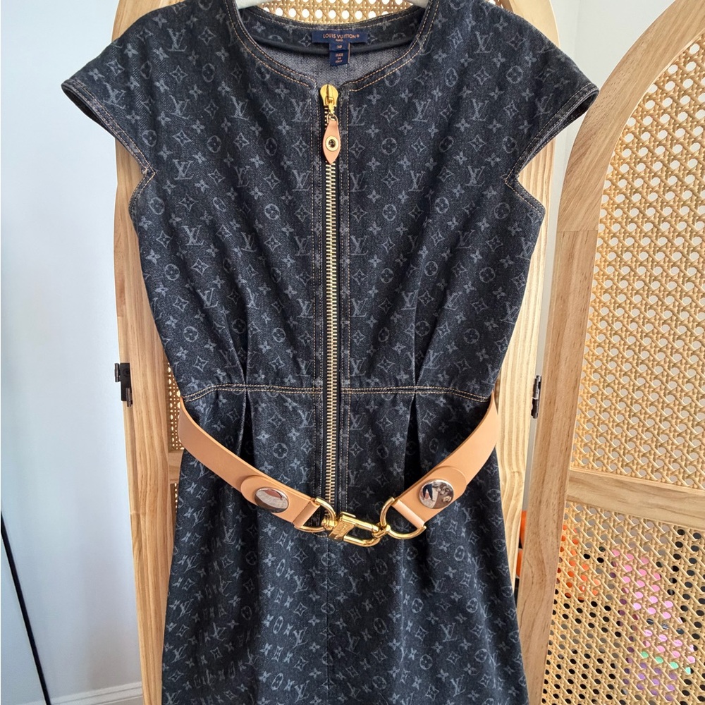 Louis Vuitton Dark Monogram Zip-Up Dress